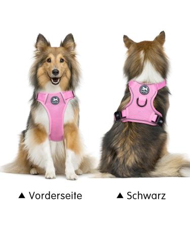 POPOTET Soft & Breathable Dog Harness - Adjustable Mesh Vest (Light Pink L) | Suffocation-Free Double Padded Design for Ultimate Comfort - 1 Pack - Buy Online on GoSupps.com