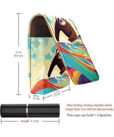 Travel Lipstick Organizer Case - Portable Makeup Bag with Mirror | Abstract Wave Sloth Surfing Design - International Shipping Available - Buy Online on GoSupps.com