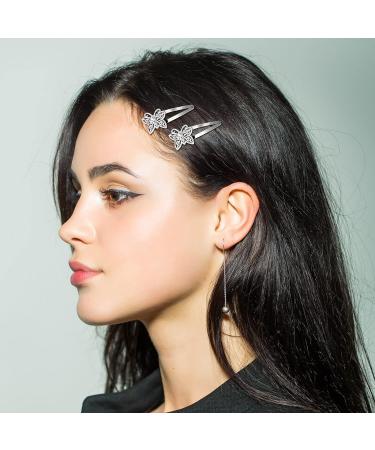 Silver Rhinestone Butterfly Snap Clips - 12 Pieces | Hair Barrettes for Women & Girls | Glitter Jeweled Hair Pins | Wedding Hair Accessories - Buy Online on GoSupps.com