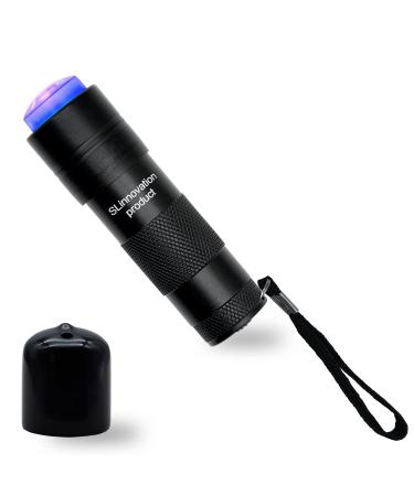 SLinnovation Mini UV Light for Polygel Nails - Portable Nail Art UV Light Curing Lamp - Battery-Powered Flashlight w/LED & Silicone Stamper - Handheld Gel Cure Flashlight for Salon Nail Kit (Black)