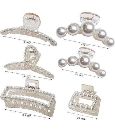 Sisiaipu Large Pearl Claw Clips - Set of 6 | White Hair Clips for Wedding | Nonslip Jaw Clips for Thick Hair | Hair Styling Accessories for Women and Girls - Buy Online on GoSupps.com
