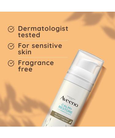 Aveeno Face CALM+RESTORE Night Cream - Shea Butter & Oat, 50ml - Buy Online on GoSupps.com