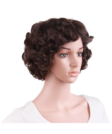 MapofBeauty 11.8 Inch Special Elderly Short Curly Fashion Wig in Dark Brown - Buy Online on GoSupps.com