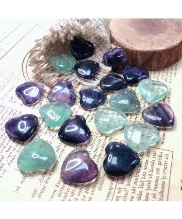 XIANNVXI 20 Pcs Natural Fluorite Crystal Heart Stones - Healing Gemstones for Energy Balancing and Meditation | Reiki Crystal Gifts - Buy Online on GoSupps.com