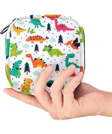 Cartoon Dinosaur Pattern Sanitary Napkin Storage Bag - Portable Menstrual Cup Pocket with Zipper for Teen Girls & Women - Buy Online on GoSupps.com