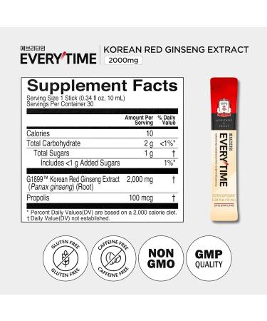 JUNG KWAN JANG Everytime Korean Red Ginseng Extract 2 000mg - Liquid Stick Supplements with Propolis & Adaptogen - Energy Boost & Immune Support Natural & Healthy Energy Drinks (10 Sticks) Signature 10 Sticks (0.34 Fl Oz E  - Buy Online on GoSupps.com