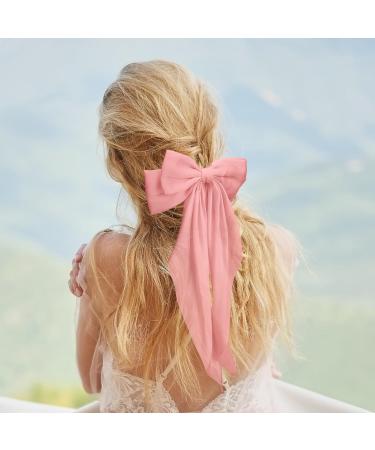 Silky Satin Hair Bows 3 PCS Big Black White Pink Bowknot Set Metal Spring Clip Oversized Long Tail Hair Ribbons Ponytail Holder French Barrettes Hair Accessories for Women Christmas Gifts Black & White & Dark Pink - Buy Online on GoSupps.com