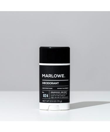 MARLOWE. No. 024 Mens Deodorant 2.5 oz Natural Deodorant for Men Aluminum Free Stick Made with Coconut Oil Shea Butter & Jojoba Only No-Nonsense Ingredients Fresh Cedarwood + Sea Salt Scent - Buy Online on GoSupps.com
