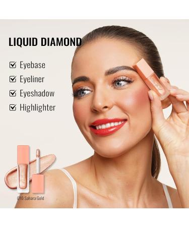 Oulac Liquid Glitter Eyeshadow - Metallic Gold Eyeshadow Sparkly Gold Eyeliner Liquid Shimmer Eyeshadow & Eyeliner Blendable Eye Make-up Crease Resistant Vegan 5.4g Sahara Gold (O10) - Buy Online on GoSupps.com