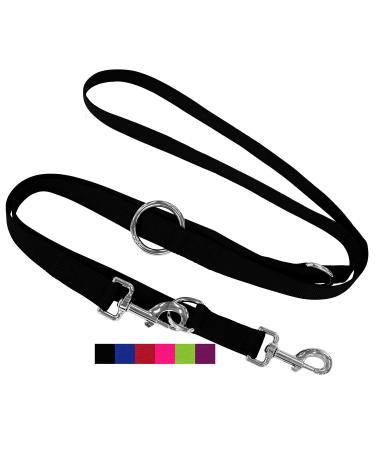 Dey - Premium dog leash nylon 2m |3 -way adjustable |For small medium -sized and large dogs |Lots of colors | Doubleein dog cat puppy |Schleppline | Guide line |Puppy leash |Black L L - 2.5 x 200 cm black