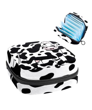 GIAPB Period Bag Sanitary Napkin Storage Bag Period Pouch Travel Makeup Bag Black Cow Texture Color1736
