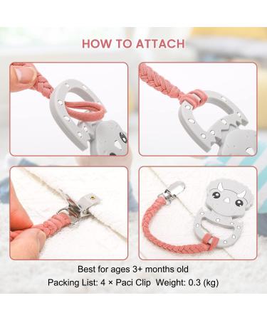 Pacifier Clip for Boys and Girls Binky Holder Pacifier Holder Leash Soother Clip 100% Handmade Braided Fits All Pacifiers -Modern Unisex Baby Birthdays Gift(4 Pack) 4pcs Gray - Buy Online on GoSupps.com