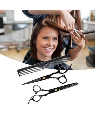 Qukaim Barber Cutting Scissors Kit Hairdressing Shears Set Incisive Stainless Steel Professional Haircut Scissors Kit for Barber Black 6.7in - Buy Online on GoSupps.com