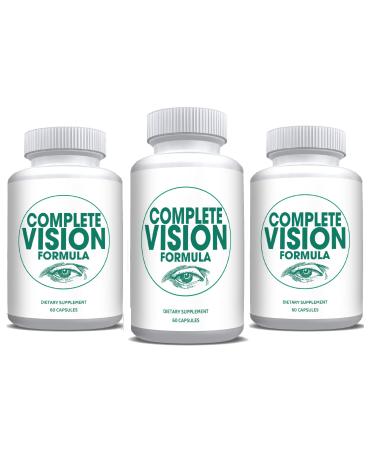 Pure Eye Health Vitamin & Mineral Supplements for Adults | Complete Research Vision Formula w/Bilberry Lutein Zeaxanthin Lycopene Resveratrol 60 Caps (3 Pack)