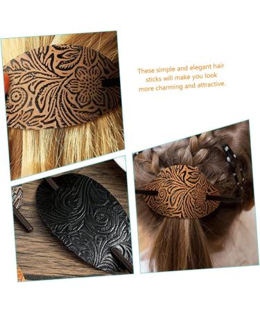 FRCOLOR Womens Hair Clips Hairpin stick ponytail holder barrettes for women bun holder clips for girls clips simple stick Miss Classical leather Hair Stick Pin - Buy Online on GoSupps.com