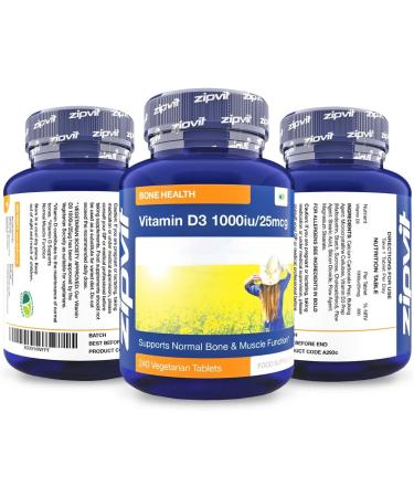 Vitamin D 1000iu 240 Micro Tablets | High Absorption Cholecalciferol D3 for Bone & Muscle Function | Supports Immune System | Jar of 240 Tablets - Buy Online on GoSupps.com