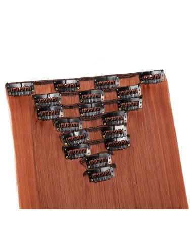 Clip-In Hair Extensions - 66cm Red-Brown Synthetic & Real Hair - 18 Clips for Full Head - Buy Online on GoSupps.com