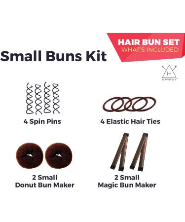 Hawwwy Hair Bun Maker Kit for Short or Thin Hair - Brown (12 Pieces) - Buy Online on GoSupps.com