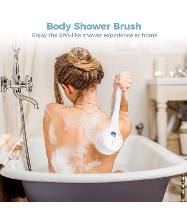 Electric Body Shower Brush with 5 Cleansing Heads - Long Handle Back Scrubber for Exfoliating & Massage - IPX7 Waterproof Rechargeable Design - Buy Online on GoSupps.com