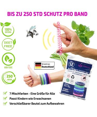 Oolleno Mosquito Protection Bracelet - Insect Defense for Outdoor Activities Camping & Hiking - 14 Bracelets + 60 Stickers for Kids & Adults - Buy Online on GoSupps.com