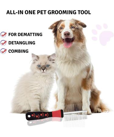 Dog Cat Comb Dog Grooming Comb Pet Cat Dog Grooming Brush Comb Trimmer Tool Double Sided Fur Rake Tool Pet Comb Stainless Steel Round Wide Dense Teeth Metal Pet Combs - Buy Online on GoSupps.com