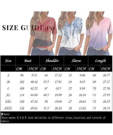 Buy Women's Oversized V-Neck Polo Shirts - Casual Printed Short Sleeve Top | Trendy Button Down T-Shirt in Blue Large - International Shipping Available - Buy Online on GoSupps.com