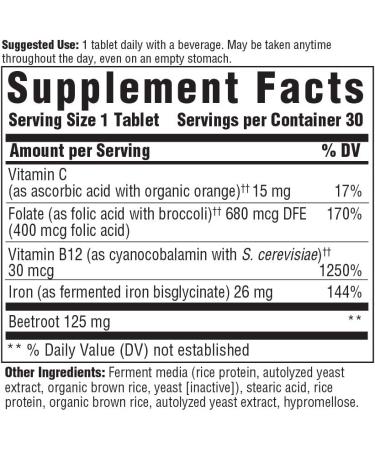 MegaFood Blood Builder - 30 Tablets for Optimal Iron Support & Energy - Buy Online on GoSupps.com
