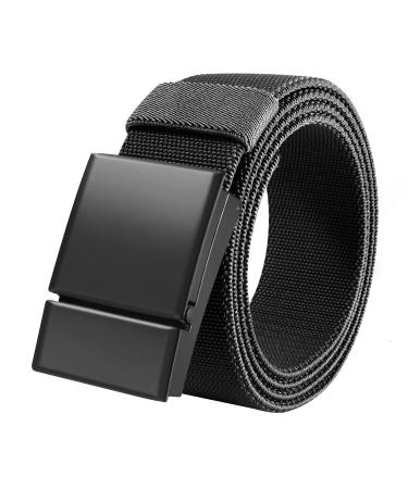 ZGJINLONG Men tactical Stretch Belt Quick Release 1.5" Nylon Military Casual Web Belt for Work Travel Sports longest 49" Stretch+black