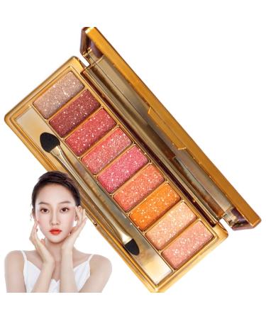 Peosaard Shimmer Eyeshadow Glitter Eyeshadow Palette 9 Colors Professional Shiny Eyeshadow Waterproof Sweatproof Long Lasting Sparkling Eyeshadow for Birthday Glitter Eyeshadow Style2