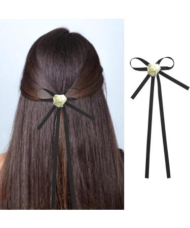 amangul Bow Hair Clips with Long Tail wknot Barrettes Black Hair Clips Korean Style Hair ws Ponytail Clips for Women Girl - Buy Online on GoSupps.com
