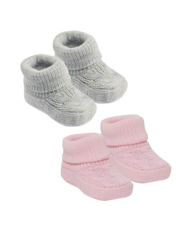Royal Icon 2 x Pairs Baby Booties 0-3 Months - Adorable Warm and Safe Baby Slippers-Baby Boots Soft Stylish-Newborn Baby Boys Girls Bootees - Ideal for Indoor and Outdoor Use Ri352 0 Months Grey Pink Ri403 - Buy Online on GoSupps.com