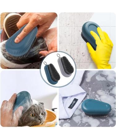 Riisoyu Nail Brush Set - 2 Durable ABS Hand Brushes & Glue Hooks for Clean Cuticles Fingernails and Bathroom Sink - Gray & Blue - Buy Online on GoSupps.com