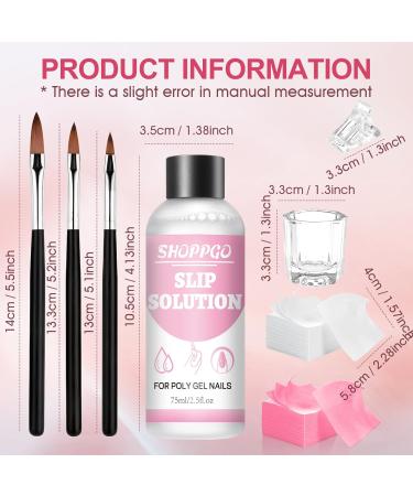  SHOPPGO SHOPPGO Slip Solution Polygel 75 ml Slip Solution with 3 Brushes 1 Crystal Cup 100 Cleaning Sheets 5 Manicure Tweezers - Buy Online on GoSupps.com
