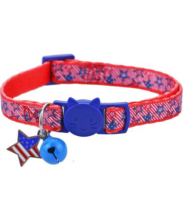 BoomBone Patriotic Cat Collar Breakaway with Bell and American Flag Charm,Puppy Collars for Small Dogs