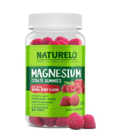 NATURELO Magnesium Citrate Gummies - for Calm & Relaxation Support, Natural Berry Magnesium Gummies, 60 Vegetarian Gummies 60 Count (Pack of 1)