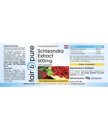 Fair & Pure - Schisandra Extract 500mg - vegan - WuWeiZi - 120 capsules - Buy Online on GoSupps.com