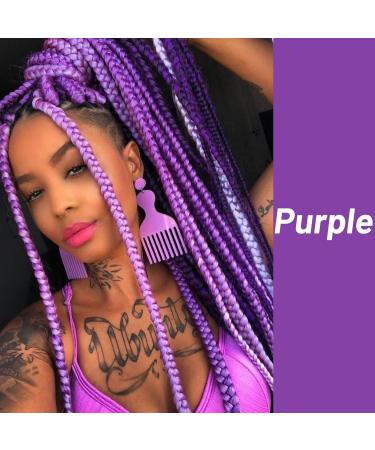 Purple Pre-Stretched Box Braid Hair 26 Inch - Pack of 3 | Kanekalon & Human Hair Blend - Buy Online on GoSupps.com