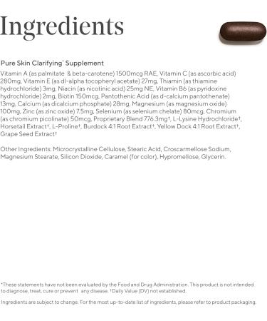 Murad Pure Skin Acne Supplements 60 Tablets Clear Skin Support with Blend of Vitamin A & B6, Zinc, Amino Acids, & Burdock Root Promotes Healthy Skin, Oil Balance, Gut Health & Stress Relief 60 Count (Pack of 1) - Buy Online on GoSupps.com