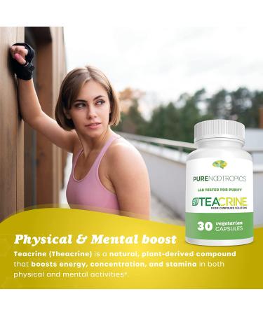 Theacrine 100mg Veg Capsules - Non Habit Forming Energy Supplement | Caffeine Alternative for Mental & Physical Focus - 30 Count - Buy Online on GoSupps.com