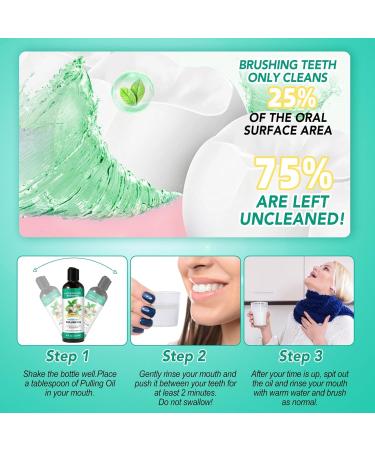 Coconut Mint Oil Pulling - 100% Natural Oral Care for Gum Health | Brightening Mouthwash with Tongue Scraper & Measuring Cups (8 FL OZ) - Buy Online on GoSupps.com