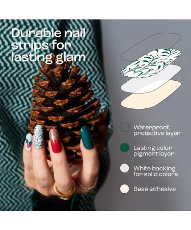 Gya Labs Nail Stickers - 20 Pcs Semi Cured Gel Strips for Long Lasting Nail Art - Festive Jolly Design - Buy Online on GoSupps.com