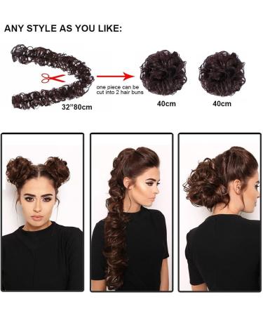 Hair Extensions Messy Bun Ponytail Hair Extensions 80cm Long with Elastic Rubber Band Synthetic Fluffy Wrap Wig Women Hair Bun Hair Pieces For Women (Color : 22H10) - Buy Online on GoSupps.com