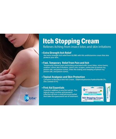 2 Pack Extra Strength Itch Stopping Cream - 1.5 Oz with Histamine Blocker & Diphenhydramine HCl - Buy Online on GoSupps.com