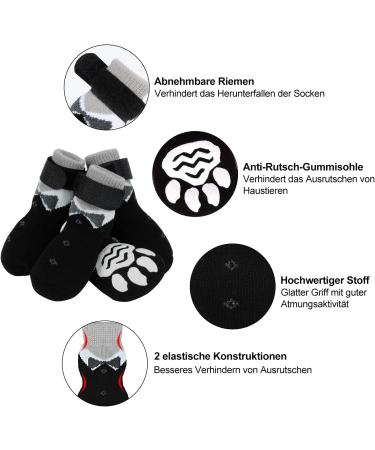 Petloft Anti-Slip Dog Socks - 4 Pack Slide-Resistant Socks for Small & Medium Dogs Cats & Puppies - Adjustable Fastening Tape - Black Paw M - Buy Online on GoSupps.com