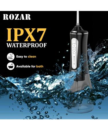 ROZAR Cordless Water Dental Flosser - 5 Modes 300ML Waterproof Oral Irrigator with 5 Jet Tips for Home & Travel - Optimal Teeth Cleaning - Buy Online on GoSupps.com