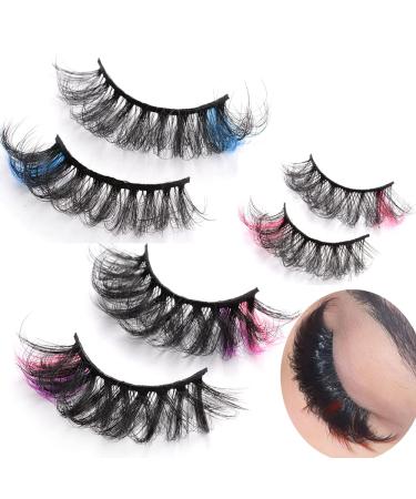 AMSDCN Luxury 3D Colored False Eyelashes Wholesale - 7/4 Pairs Dramatic and Colorful Mink Lashes (E02) - Buy Online on GoSupps.com