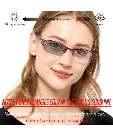 Women's Photochromic Bifocal Reading Glasses Red Metal Frame 2.75x - Transition Sun Glasses for Presbyopia - Buy Online on GoSupps.com