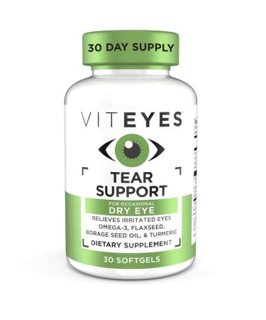 Viteyes Tear Support Eye Soothing Blend Occasional Dry Eye Supplement No Eye Drops Redness relief Eye Vitamin Allergy Support for Itchy Eyes Omega-3 fish oil 30 Softgels 30 Count (Pack of 1)
