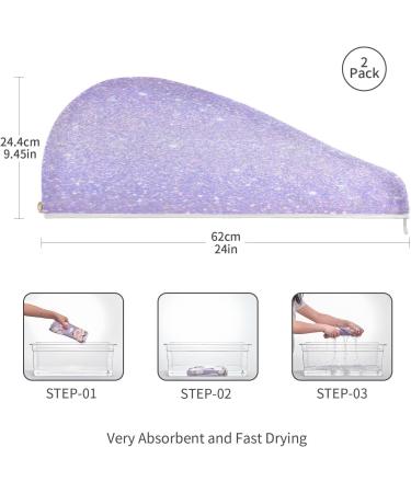 Shiny Glitter Lavender Dry Hair Cap Set - 2 Quick Drying Towels & Button Headband Super Absorbent & Comfortable - Buy Online on GoSupps.com