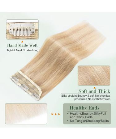 Benehair Clip in Human Hair Extensions Natural Real Hair Clip in 20Inches 50g Hair Extensions Clip In One Piece 5 Clips Human Hair Extension with Clip for Women Blonde Mixed Bleach Blonde #18P613 - Buy Online on GoSupps.com